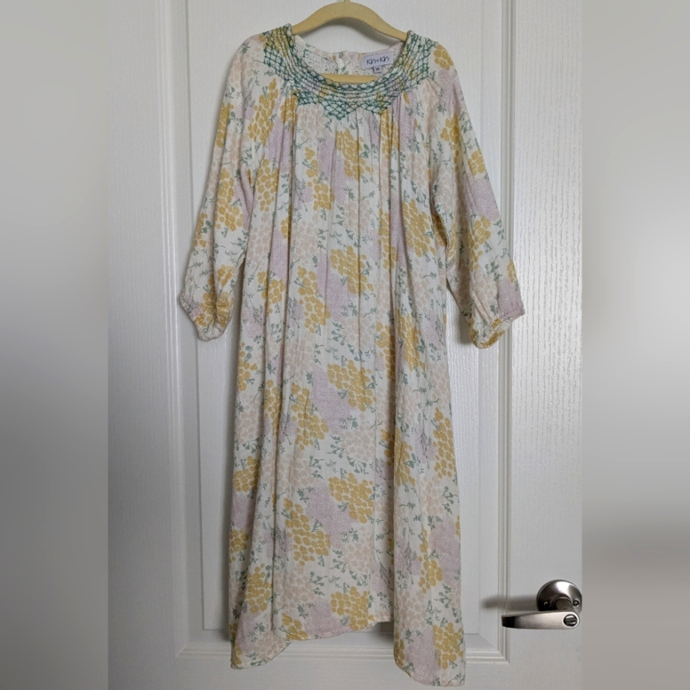 Kin + Kin Girls Floral Muslin Dress With Embroidery Detail 10